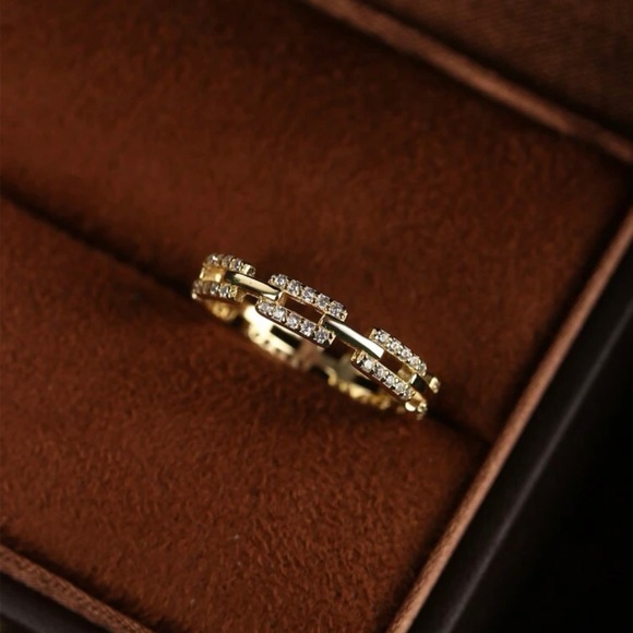 S925 Sterling Silver Style Chain Ring Size 7 - Picture 4 of 7